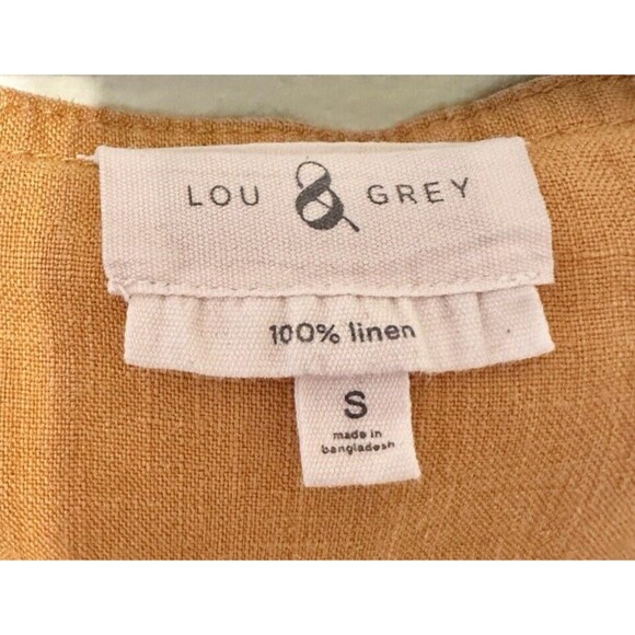 Lou & Grey Women's Blouson Mustard Yellow Tank Dress Linen Cotton Scoop Neck S - Picture 3 of 14